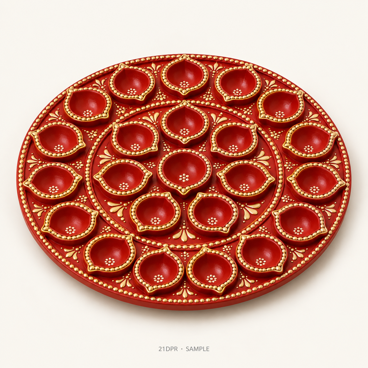 Sample illustration of 21 Diya Plates - Red (21DPR)