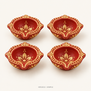 Sample illustration of Decorated Diya - Set of 4 (4DD2023)