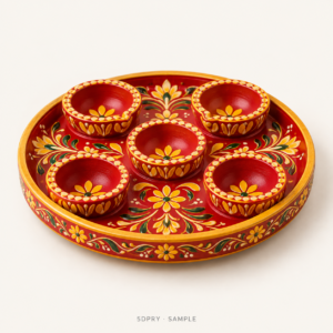 Sample illustration of 5 Diya Plates - Red/Yellow (5DPRY)