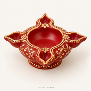 Sample illustration of Chaumukhi Diya - Red (CDR2023)