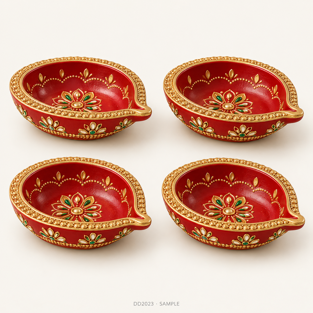 Sample illustration of Decorated Diya - Set of 4 (DD2023)