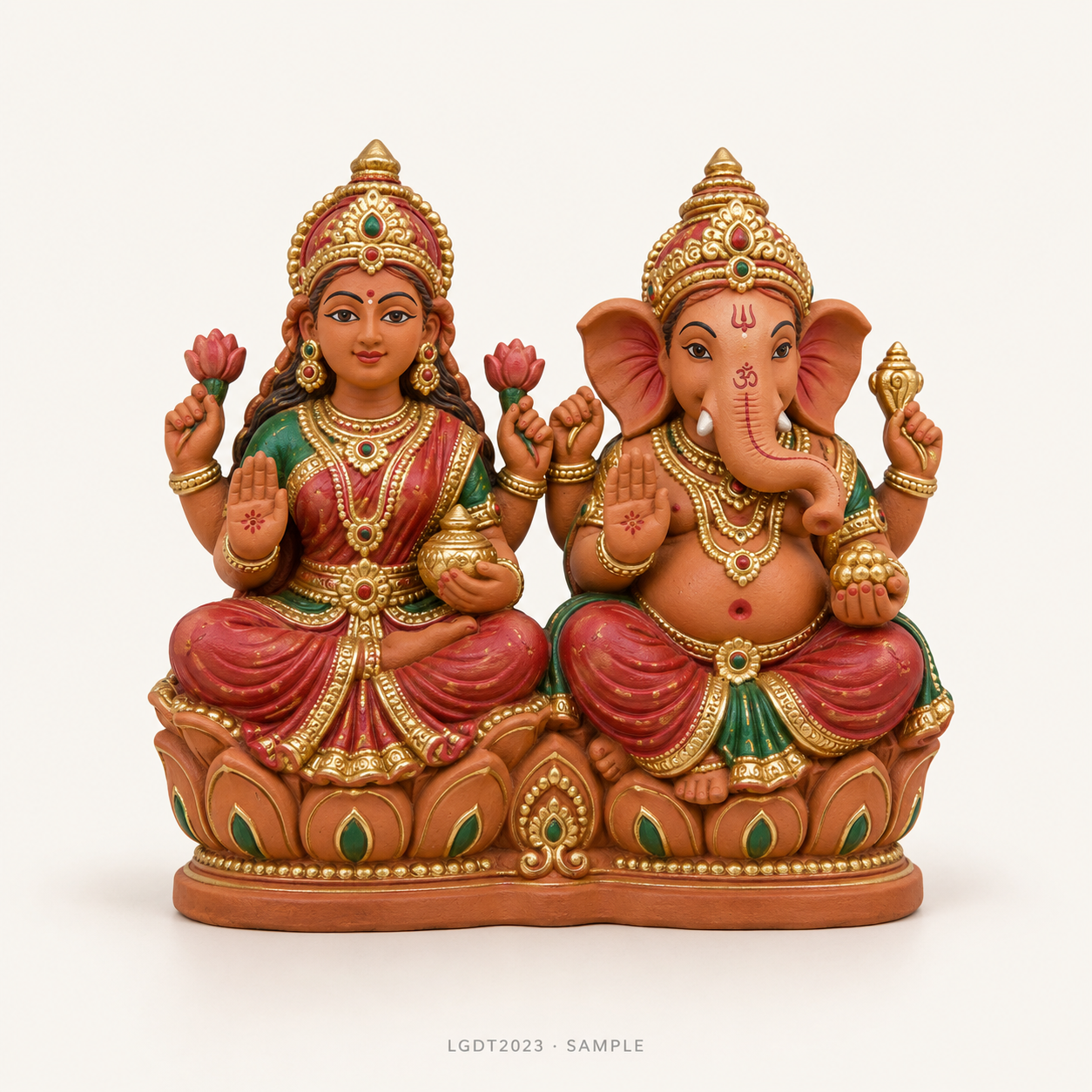 Sample illustration of Lakshmi Ganesh Decorated Terracotta Murthi